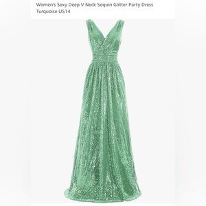 Green Sleeveless V-Neck Maxi Gown